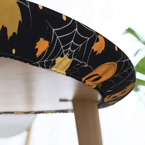 Vista 6 de Famame Mantel redondo ajustable con diseño de hojas de otoño y Halloween, con borde elástico, impermeable, con borde elástico, para interiores