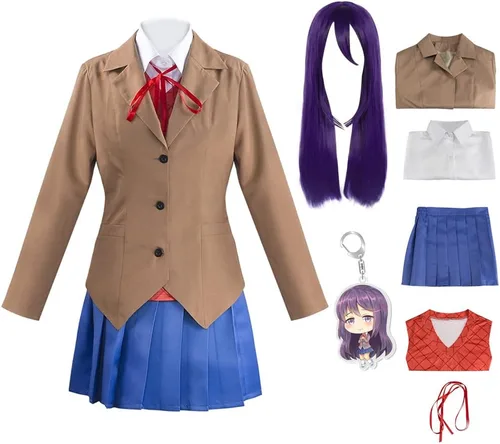 Vista 7 de Juejuezi Doki Doki Monika, traje de Yuri, uniforme escolar, Sayori, cosplay, disfraz de niña escolar para Halloween