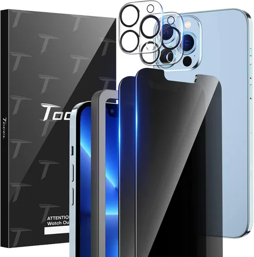 Vista 11 de TOCOL Intnl Pack - Protector de pantalla de vidrio templado de privacidad para iPhone 13 Mini de 5.4 pulgadas, protector de lente de cámara, sin