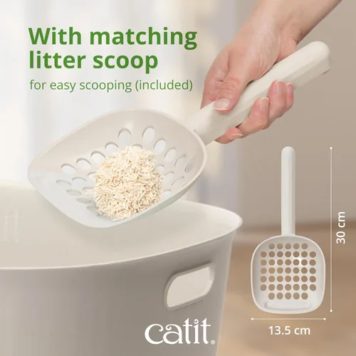 Vista 7 de Catit Caja de arena Loo, color blanco, con cuchara