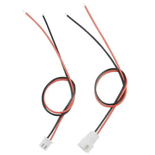 Vista 3 de 100 unidades (50 pares) 0.100 in 2PIN hembra y macho enchufe de conexión con conector de terminal rojo negro cable compatible con JST-XHP 7.874 in