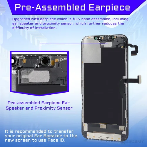 Vista 3 de Para iPhone 12 Pro Max Reemplazo de pantalla LCD de 6.7 pulgadas, digitalizador táctil 3D, montaje completo con altavoz de oído, sensor