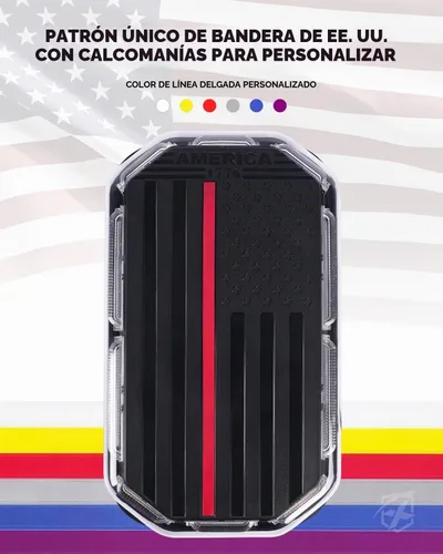 Vista 3 de Xprite Barra de Luz Estroboscópica de Emergencia Ámbar para Techo, Baliza con Bandera de EE.UU. Luces de Advertencia Intermitentes de Seguridad