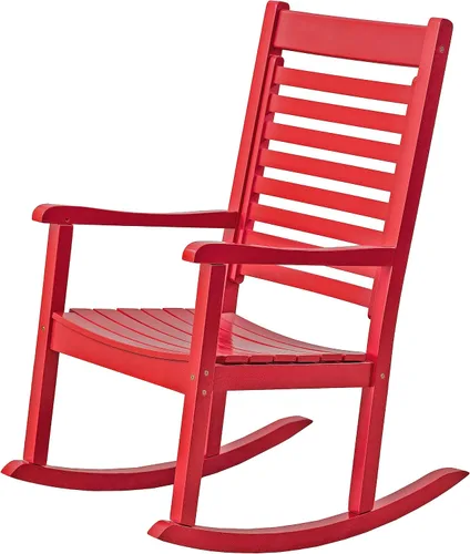 Vista 10 de Silla mecedora de madera moderna de Shine Company, balancín de porche ergonómico de asiento ancho, color negro