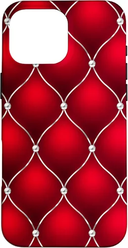 Vista 19 de Red Ombre Quilted Bling Funda para iPhone 17