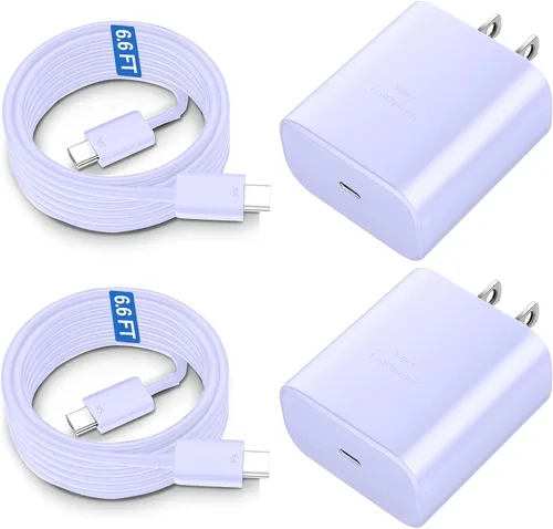Vista 9 de Cargador rápido USB C de 45 W, cargador súper rápido de 45 vatios tipo C con cable de carga rápida Android de 6.6 pies para Samsung Galaxy S26
