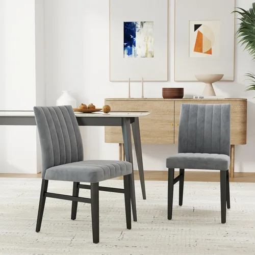 Vista 14 de Roundhill Furniture Wendell - Juego de 2 sillas de comedor tapizadas contemporáneas, color azul