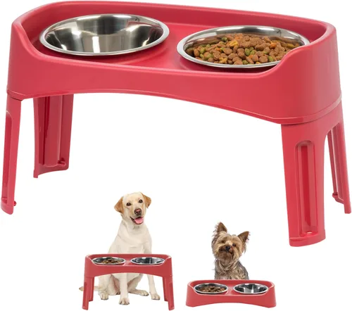 Vista 11 de IRIS USA - Cuencos elevados para perros, altura doble, 4.63 pulgadas o 12.25 pulgadas, fabricados en Estados Unidos, color negro Includes 2
