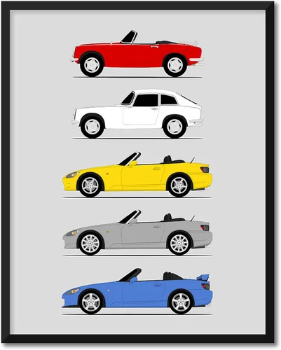 Vista 28 de Custom Car Posters Póster hecho a mano compatible con Acura (perfil lateral), decoración de lo mejor de las generaciones de Acura, historia 10C.