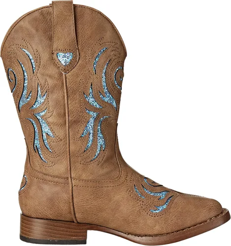 Vista 6 de ROPER Botas unisex con purpurina Breeze Western para niños, Beige Bronceado