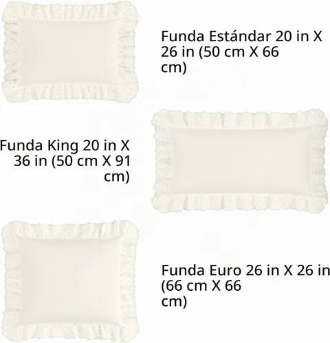 Vista 5 de FRESH IDEAS Fundas de almohada con volantes con detalle de ojales bordados, estándar, marfil, paquete de 2