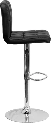 Vista 5 de Flash Furniture Kathleen - Taburete de bar contemporáneo de vinilo acolchado negro con altura ajustable con base cromada