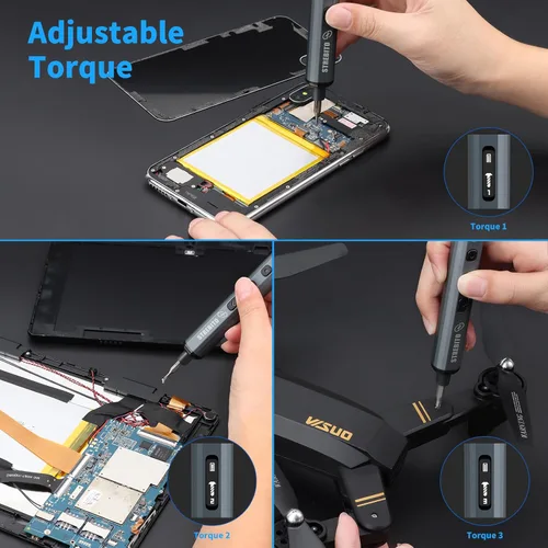 Vista 7 de STREBITO Juego Mini de Destornilladores Eléctricos, Kit de Destornillador Eléctrico de Máxima Precisión 70-en-1 con Luces, 5 Niveles de Par