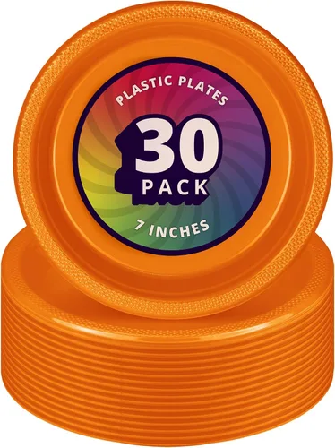 Vista 6 de DecorRack 30 platos de plástico pequeños, resistentes de 7 pulgadas desechables, color negro