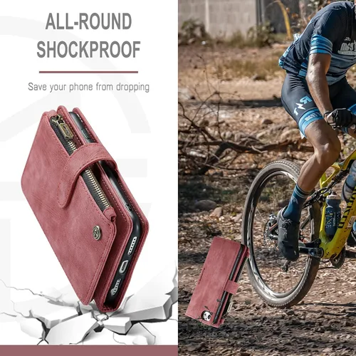 Vista 5 de UEEBAI - Funda tipo cartera para iPhone 7 Plus/iPhone 8 Plus, hecha a mano, de piel sintética, ranuras para tarjetas, cierre magnético, bolsillo