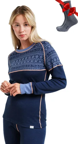 Vista 22 de 100% lana merino capa base mujer - camisa térmica de manga larga con 165 gris carbón