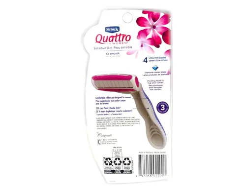 Vista 2 de Schick Quattro - Desechable piel sensible para mujer, 3 unidades (paquete de 1)
