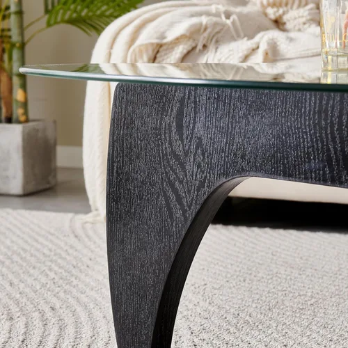 Vista 6 de Btrpily Mesa de centro de madera, moderna mesa de centro negra, contemporánea, elegante, muebles de alta gama para tu sala de estar