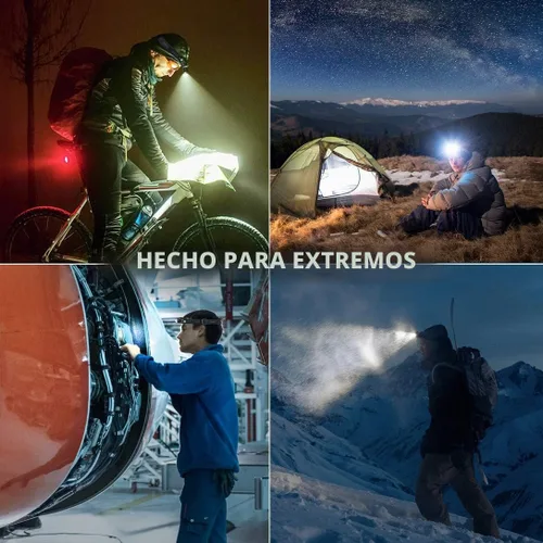 Vista 2 de SLONIK - Linterna frontal recargable ultrabrillante de 500 lúmenes - Luz impermeable IPX8 para correr al aire libre, equipo de senderismo Negro Gen 3