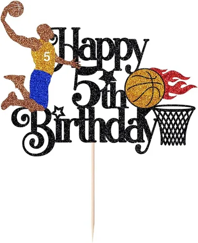 Vista 3 de Decoración de pastel de baloncesto con temática de deportes de baloncesto, decoración de pastel de cumpleaños, suministros de decoración de fiesta