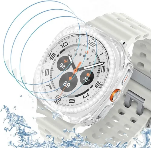 Vista 122 de DEALELE Paquete de 1 + 3 fundas compatibles con Samsung Galaxy Watch 7 Ultra (1.772 pulgadas), funda protectora de policarbonato transparente