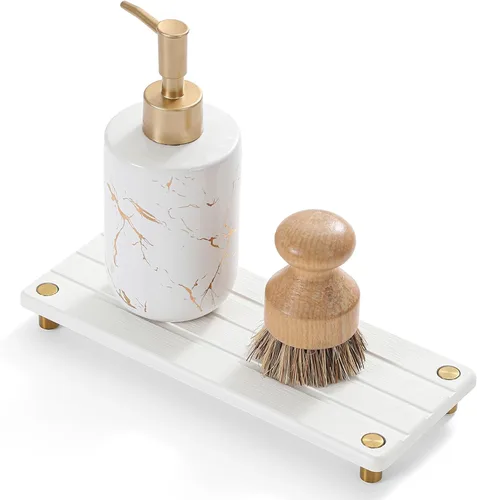 Vista 13 de Organizador de Fregadero de Cocina, Bandeja de Piedra Absorbente de Agua para Fregadero, Bandeja de Encimera de Baño de Diatomita, Protector