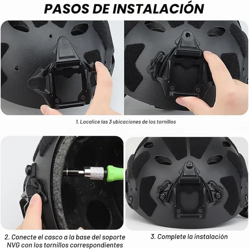 Vista 3 de Montura NVG para casco táctico, base de soporte de cámara deportiva de acero para casco FAST Bk3