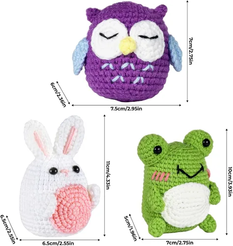 Vista 6 de YESJOLI Kit de ganchillo de animales para principiantes, kit de ganchillo y tejer para manualidades para mujeres adultas DIY con video tutorial paso