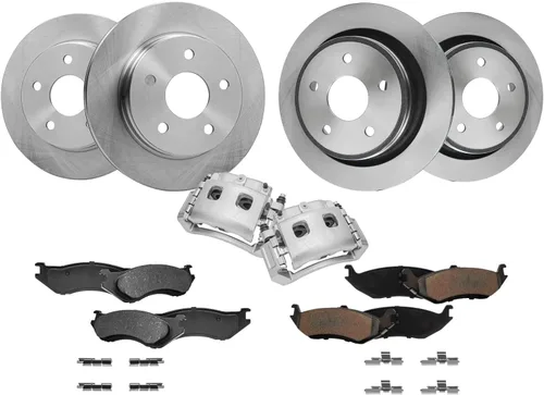 Vista 22 de Detroit Axle - Kit de frenos para 15-20 Volkswagen Passat, 12.28 pulgadas delanteras y 10.70 pulgadas trasero rotores de freno de disco pastillas