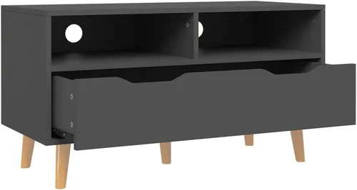 Vista 4 de Grey Engineered Wood TV Stand Media Console for Living Room, Modern Rectangular Cabinet with Ample Storage Space, 35.8x16.9x22.8 Inches Gris