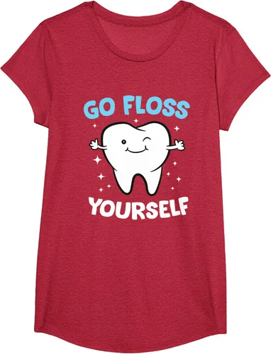 Vista 75 de Camiseta higienista dental, asistente dental, Go Floss Yourself dentista, Negro, S