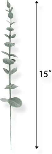 Vista 2 de GREENRAIN 8 piezas de tallo de eucalipto artificial de seda de eucalipto sintético, ramas de eucalipto falsas, plantas para bodas, fiestas, ramos