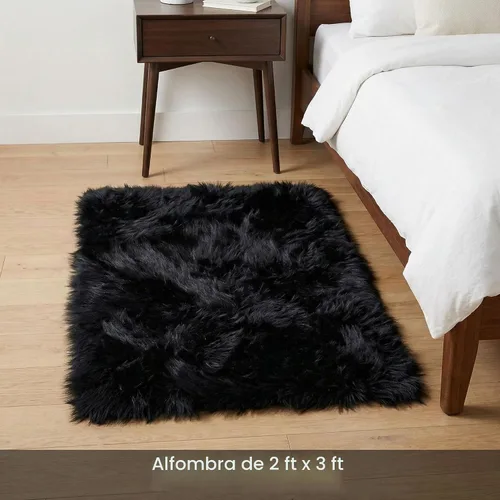 Vista 9 de Super Area Rugs - Alfombra de piel de oveja suave y esponjosa