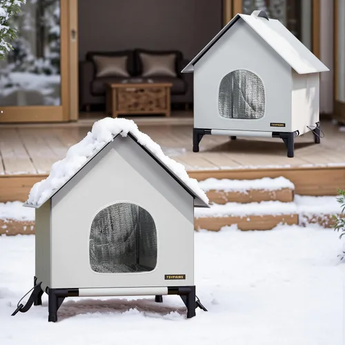 Vista 7 de Casa para gatos - Casa de gatos para uso en interiores y exteriores - Refugio aislado y resistente a la intemperie, impermeable para gatos Regular