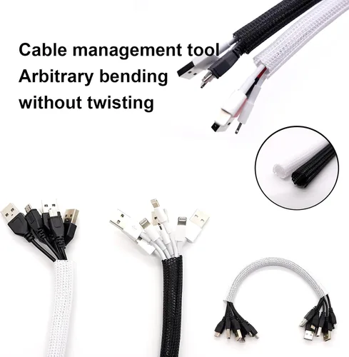 Vista 7 de Alex Tech - Protector de cable de 10 pies a 1/2 pulgada, funda dividida para cable USB, cable de alimentación, cable de audio y video, protege al