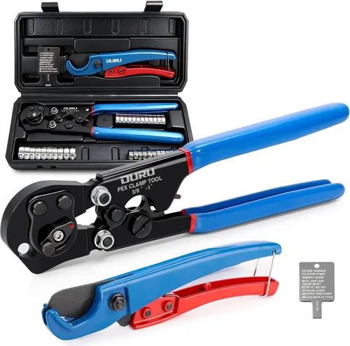 Vista 9 de OURU Herramienta de crimpado 2 en 1 con trinquete Pex, alicates para sujetar y quitar función combinada, herramienta profesional Pex de mango largo