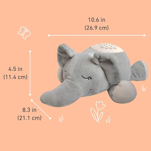 Vista 6 de PureBaby Sound Sleepers Máquina de sonido portátil y proyector de estrellas, ayuda para dormir de felpa para bebés y niños pequeños con pantalla