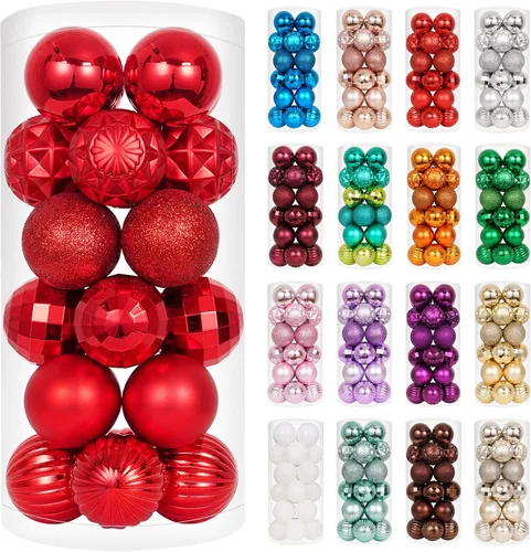Vista 23 de XmasExp Juego de 24 mini esferas de Navidad inastillables para bolas de árbol de Navidad, 1.18 pulgadas (negro)