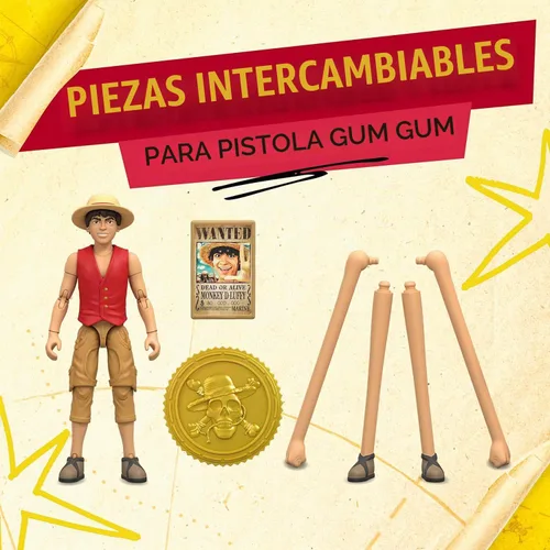 Vista 3 de One Piece Monkey D. Luffy Figura de acción, 6 pulgadas (5.9 in) con 6 accesorios, incluye brazos y piernas intercambiables, póster deseado y base