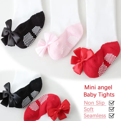 Vista 7 de Mini angel Mallas de bebé antideslizantes para niña, mallas lisascon aspecto de zapato, mallas sin costuras, mallas de algodón cálidas