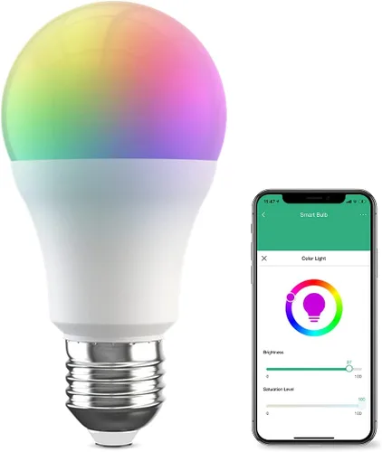 Vista 10 de Broadlink Bombilla inteligente, 10 W RGB regulable Wi-Fi LED bombillas inteligentes A19 800lm, funciona con Alexa, Google Home, Siri e IFTTT,