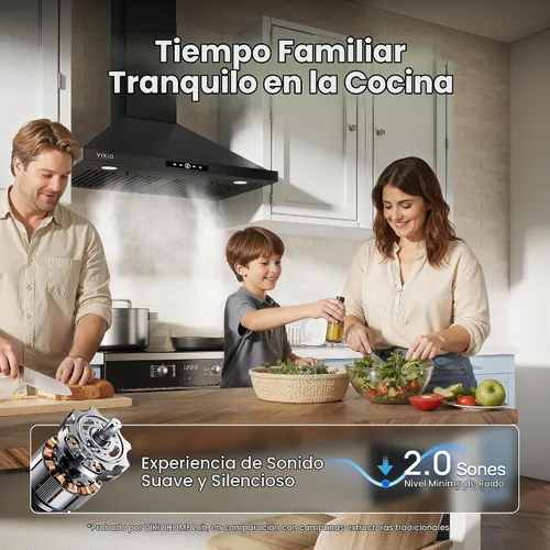 Vista 4 de VIKIO HOME Campana extractora para montaje en pared de 36 pulgadas, 580 CFM, campana de ventilación de cocina, convertible con conductos/sin