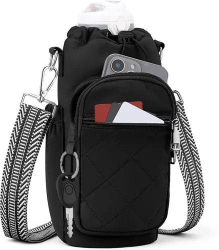 Vista 11 de SYTRAH Bolsa para botella de agua con correa, bolsa para botella de agua con bolsillo para teléfono de 40 onzas para caminar y senderismo
