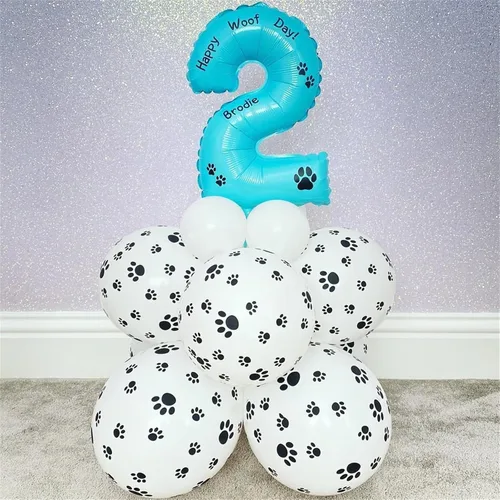 Vista 6 de Globos de Huellas de Patas de Perro, Globos de Látex de Cumpleaños con Lindo Tema de Cachorros y Mascotas para Niños y Niñas, Decoraciones de Fiesta