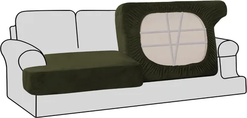 Vista 47 de H.VERSAILTEX Fundas de terciopelo elástico para silla con cojín en forma de T para sala de estar, funda de sofá, funda de asiento con cojín