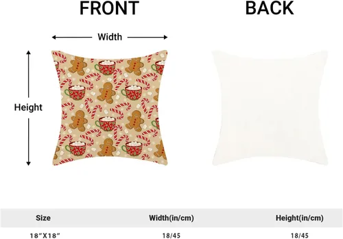 Vista 6 de Juego de 2 fundas de almohada navideñas de 18 x 18 pulgadas, con bastón de caramelo de hombre de jengibre, decoración de invierno, decoración