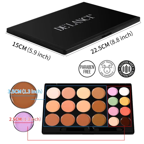 Vista 4 de DE'LANCI - Kit de paleta de maquillaje corrector de contorno de crema, base de contorno facial, paleta de corrector de cobertura completa, paleta