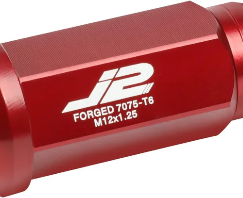 Vista 3 de J2 Engineering 7075-T6 Aluminio M12 x 1.25 20Pcs 2.953 in Alto Spiky Cap Lug Nut w/Adapter Rojo