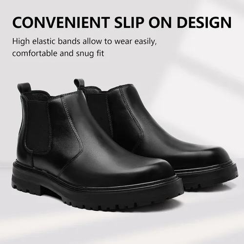 Vista 3 de Holy dove Botas Chelsea con plataforma y puntera ancha para hombre, botas casuales de vestir al tobillo