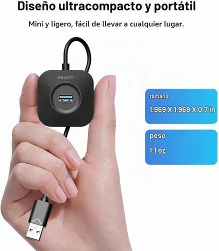 Vista 6 de BENFEI Hub USB 3.0, 4 puertos USB A Splitter Ultra compacto para mouse, teclado, unidad flash, disco U, impresora compatible con laptop, PC